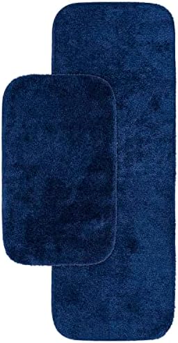 Garland Rug Traditional Nylon Washable Navy 2 Bath Rugs (21" X 34", 22" X 60") - Soft, Absorbent, and Stylish for Your Bathroom by Garland+Rug