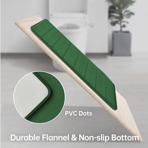 RUN HELIX Bath Mats for Bathroom Comfort Memory Foam Bath Rug Set 3 Piece Non-Slip Bathroom Mats,Absorbent Shaggy Rugs Super Soft U-Shaped Toilet Rug,Bathroo Carpets for Batoom,Tub,Shower,Dark Green - Image 6
