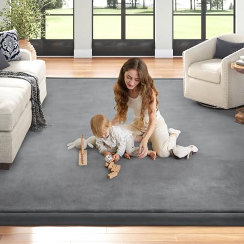 Baby Play Mat for Floor Nursery Rug Muscle Mat Area Rug Playroom Rug 79"x158" Playpen Mat Elastic Foam 1.3" Thick Crawling Mat for Babies,Toddlers, Infants, Kids,Grey - Image 5