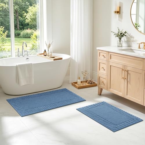 Pauwer Bathroom Rugs Sets 2 Piece, Non Slip Plush Bath Mats, Dark Grey - Image 7