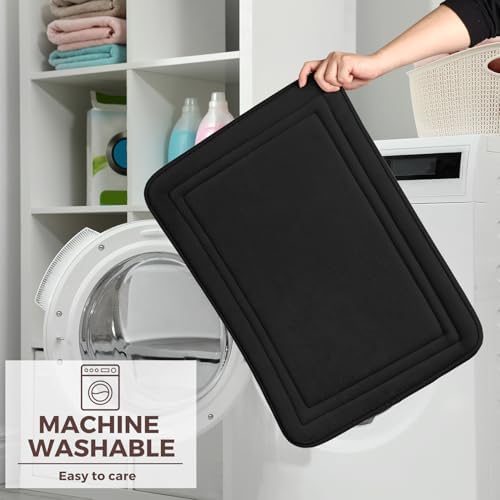Black Bathroom Rug Set 2 Piece Memory Foam Microfiber Bath Mat - Image 6