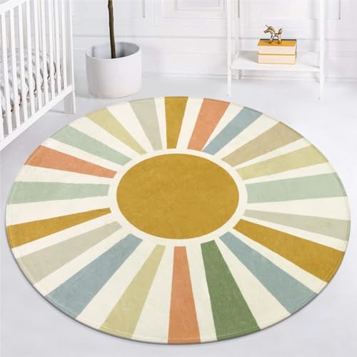 STARUIA Boho 5Ft Round Rug, Washable Kids Circle Rug for Playroom Bedroom by STARUIA