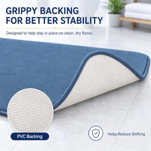 RUN HELIX Bathroom Rugs Sets 3 Piece, Soft Absorbent Memory Foam Bath Mats Set, Dry Fast Bath Mat, Machine Washable Bath Rug Set for Bathroom （Misty Blue） - Image 3