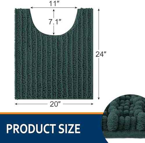 Smiry Bathroom Toilet Rugs U Shaped 24X20, Chenille Bath mats for Toilet - Image 2