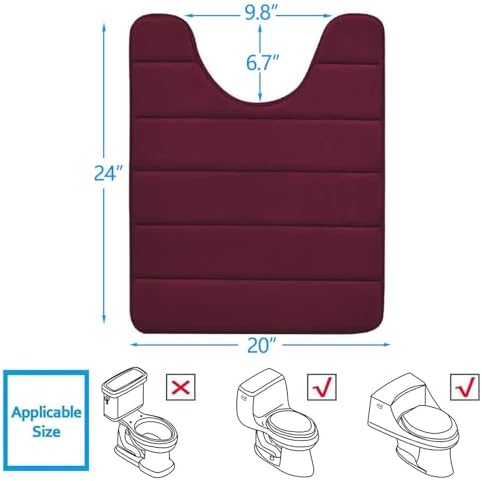 Buganda Memory Foam U-Shaped Toilet Rugs 24 x 20, Absorbent Bathroom mat - Image 2