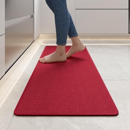 YDKGL Kitchen Rugs Kitchen Mats for Floor Non Slip Washable Red 17"x47" by YDKGL