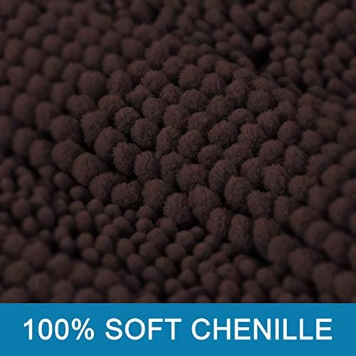 H.VERSAILTEX Bathroom Rugs Bath Rug Set 2 Piece Bathroom Contour Rug Toilet Mat Sets Non Slip Contour Bath Rug Ultra Thick Water Absorbent Striped Bath Mats(36" x 24" Plus 20" x 24" U, Chocolate) - Image 3