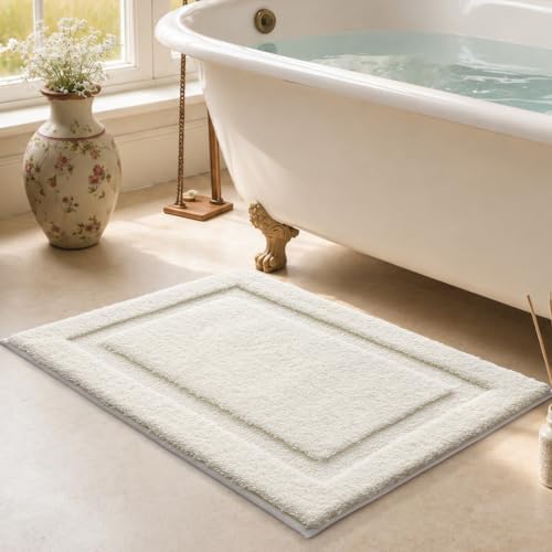 LUMI Soft Bathroom Rugs Absorbent, Non Slip Bath Mat 20x32, Ivory White by LUMI