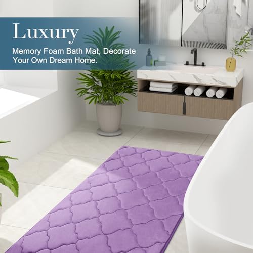 OLANLY Memory Foam Bath Mat Rug 47x17, Ultra Soft Bathroom Rugs, Lavender - Image 6