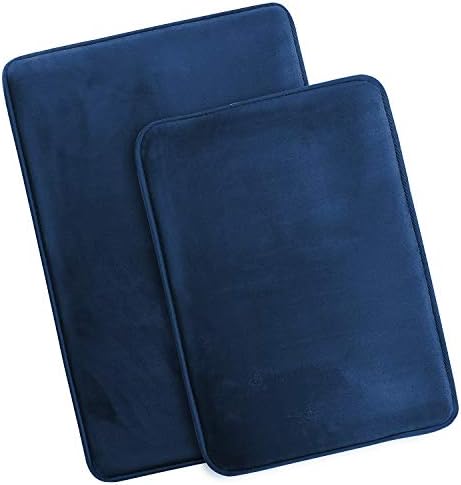 Clara Clark 2 Piece Bathroom Rugs Bath Mat Set, Velvet Memory Foam Bath Mats for Bathroom - Non-Slip, PVC Backing Bath Rugs, Washable - Dries Quickly, Blue - Image 4