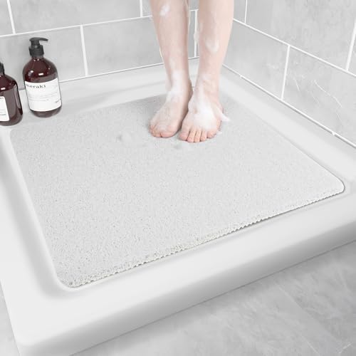Hargiis Non-Slip Bathtub Mat, Anti Slip Shower Mat, Fast Drying Bathtub Mats, Foot Scrubber Mat, Anti Slip Mat for Tub, Floor, Bathroom, Kitchen, Home, Hotel (White 24"×24") by Hargiis