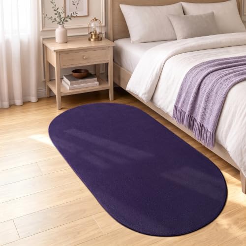 ISEAU Oval Bedroom Rug 2.6x5 Non-Slip Washable Runner for Hallway Purple by ISEAU