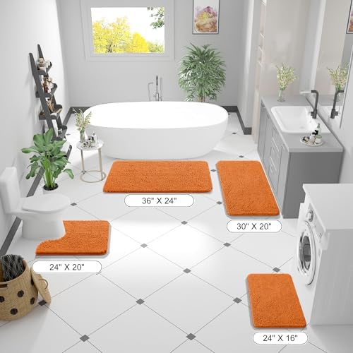 OLANLY Small Bathroom Rugs 24x16, Extra Soft Absorbent Chenille Bath Rugs, Rubber Backing Quick Dry, Machine Washable Bath Mats for Bathroom Floor, Tub and Shower, Home Decor Accessories, Clay - Image 2