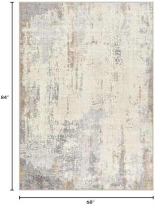 UERMEI 5x7 Area Rug Living Room Rugs - Washable Neutral Modern Abstract Soft Thin Rug Indoor Floor No Slip Rug Carpet for Bedroom Under Dining Table Home Office Decor - Light Brown/Gray - Image 2