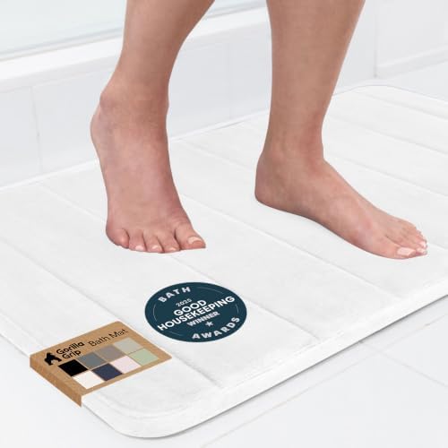 GORILLA GRIP Absorbent Memory Foam Bath and Shower Mat, 30x20 White by GorillaGrip