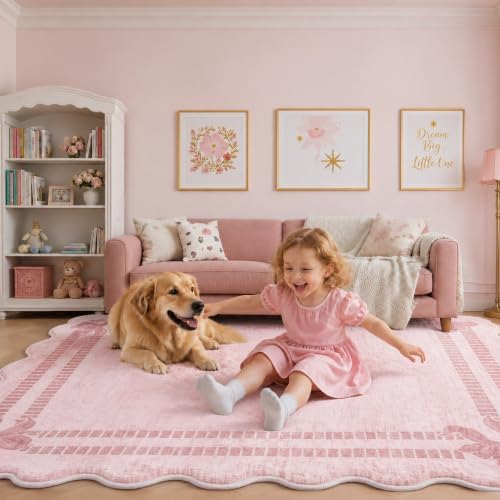 Soft Thick 5x7 Pink Area Rugs for Living Room by LatteFog