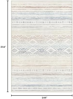 Tortania Area Rug Living Room Rugs- 12x18 Washable Large Soft Neutral Boho Moroccan Bohemian Farmhouse Rug Indoor Floor Carpet for Bedroom Under Dining Table Home Office Decor - Multicolor - Image 2