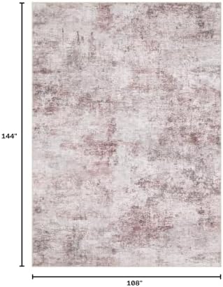 UERMEI 9x12 Washable Area Rug - Neutral Modern Abstract Living Room Rugs, Non-Slip Soft Large Indoor Floor Carpet for Bedroom Home Office & Under Dining Table Decor, Pink Grey - Image 2