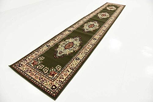 Unique Loom Reza Collection Traditional Persian Style Area Rug, 3 ft x 16 ft 5 in, Olive/Ivory - Image 4