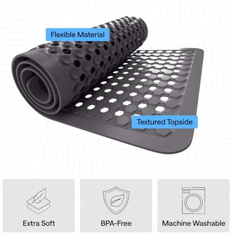 GORILLA GRIP Bath Tub Shower Mat, Bathtub Floor Liner, 35x16 Charcoal - Image 4
