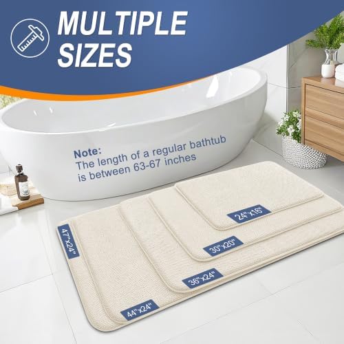 OLANLY Memory Foam Bathroom Runner Rugs 59x20, Absorbent Long Mat, Ivory - Image 5