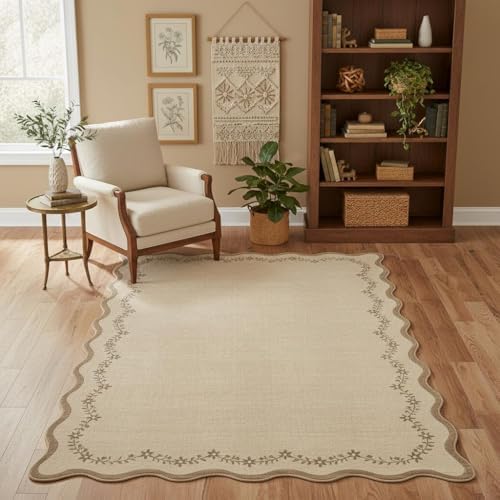 GarveeHome 6x9 Scalloped Area Rug Soft Washable Rug for Living Room Bedroom - Image 3