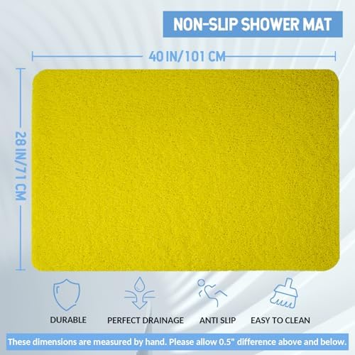 Hargiis Non-Slip Bathtub Mat, Anti Slip Shower Mat, Fast Drying Bathtub Mats, Foot Scrubber Mat, Anti Slip Mat for Tub, Floor, Bathroom, Kitchen, Home, Hotel (Yellow 40"×28") - Image 2