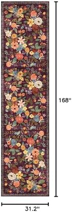 Purple Floral Hallway Runner Rug 2'6"x14' for Bedroom Kitchen - Image 3