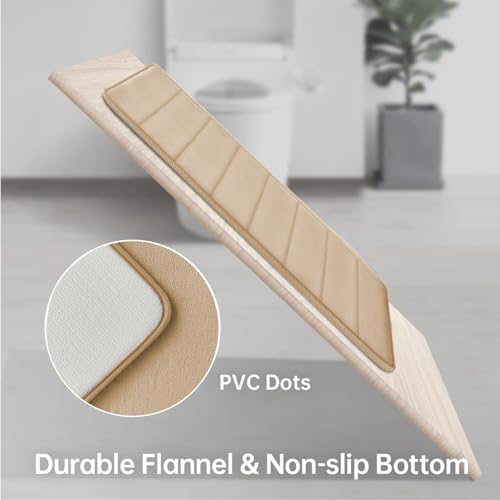 RUN HELIX Memory Foam Bath Mat Set 3 Piece, Soft and Comfortable, Super Water Absorption, Non-Slip, Thick, Machine Wash, Easier to Dry for Bathroom Floor Rug, Beige Toilet Rug Bathroom Set - Image 4