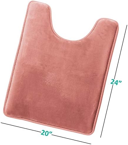 Clara Clark Bathroom Rugs, Velvet Memory Foam Bath Mat, Non-Slip, Machine Washable Bath Rugs - Dries Quickly, Ultra Soft Plush Bath Mats for Bathroom, 20 x 24, Misty Rose - Image 3