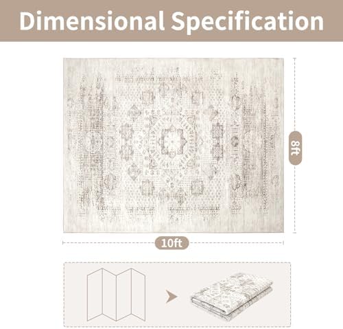 8x10 Boho Washable Area Rug for Living Room,Bedroom,Dining Room-Beige Brown - Image 2