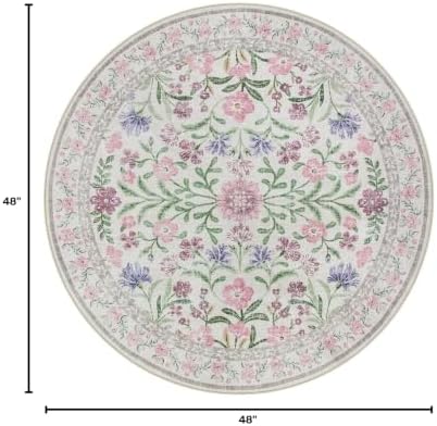 Lahome Light Purple 4ft Round Accent Rug, Small Circle Soft Mat for Nursery - Image 2