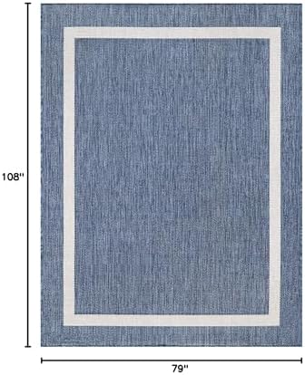 Luul Home Bordered Outdoor Rug 6x9 Washable Outside Carpet for Indoor Patio Porch Waterproof Easy Cleaning Non Shedding Area Rugs Blue 6 x 9 - Image 2