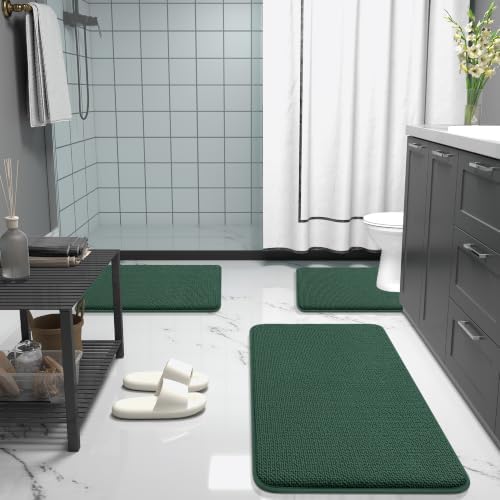 OLANLY Thick Memory Foam Bathroom Toilet Rug U-Shaped 24x20, Blackish Green - Image 6