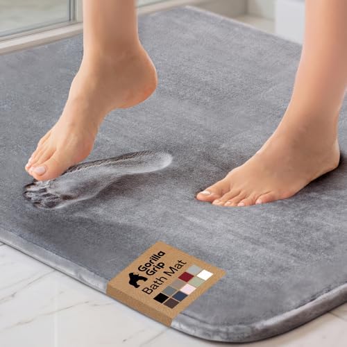 GORILLA GRIP® Memory Foam Bath Rug for Bathroom, 30x20 Graphite Gray by GorillaGrip