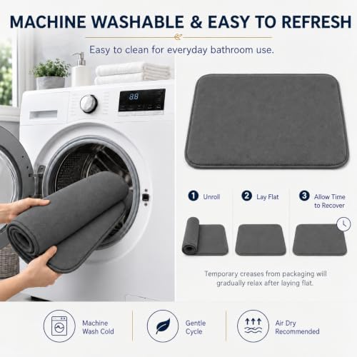 Bathroom Rugs Extra Soft Memory Foam Bath Mat Sets 3 Piece Non Slip Absorbent & Dry Living Mat Sets Washable Bath Carpets with Toilet Rug,Bath Rugs for Bathroom,Tub,Shower,Kitchen,Bedroom - Image 6