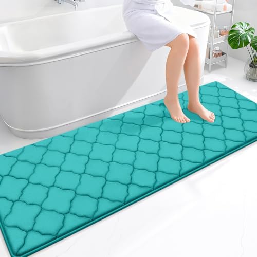 OLANLY Memory Foam Bath Mat Rug 70x24, Ultra Soft Bathroom Rugs, Teal by OLANLY