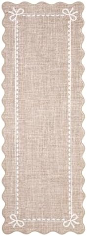 GarveeHome Scalloped Hallway Runner Rug 2.5x8 Non Slip Bedroom Rugs, Camel - Image 5