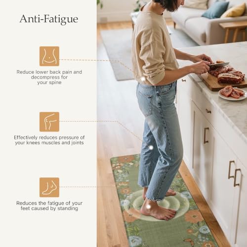 GENIMO Anti Fatigue Kitchen Mats for Floor 2PCS,Standing Rugs,Natural Green - Image 4