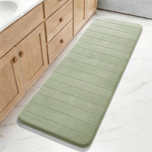 Yimobra Bathroom Runner 60"x24", Non Slip Memory Foam Bath Mat, Super Soft Water Absorbent Hallway Carpet, Machine Washable Rug for Vanity Tub Shower, Sage Green by Yimobra