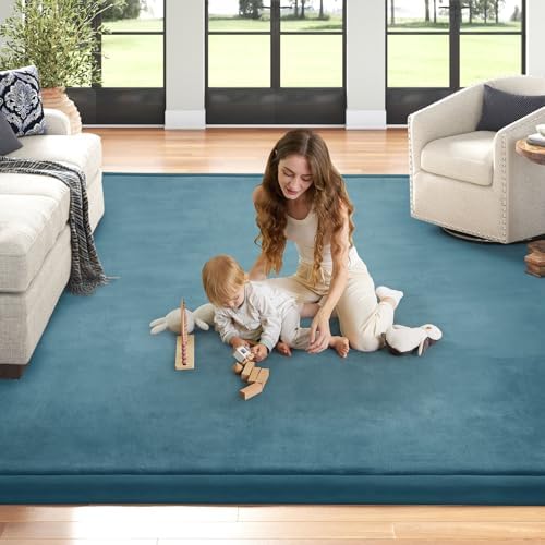 Baby Play Mat for Floor Nursery Rug Muscle Mat Area Rug Playroom Rug 79"x158" Playpen Mat Elastic Foam 1.3" Thick Crawling Mat for Babies,Toddlers, Infants, Kids,Indigo - Image 5