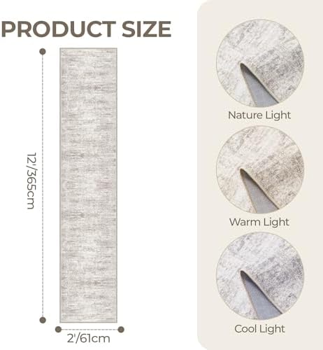2x12 Runner Rug Non Slip,Washable Hallway Runner Rug,Taupe - Image 2