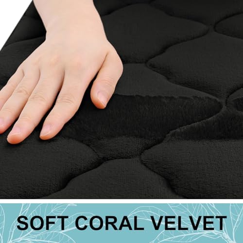 OLANLY Memory Foam Bath Mat Rug 47x24, Ultra Soft and Absorbent Bathroom Rugs, Non-Slip, Comfortable, Machine Washable Bath Carpet for Bathroom Floor, Tub, Shower and Home Decor Accessories, Black - Image 2