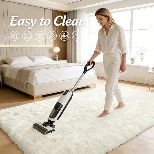 OLANLY 2x12 Machine Washable Runner Rugs for Hallway, Soft Fluffy Shaggy Bedside Rugs for Bedroom, Living Room, Indoor Floor Carpet for Kids Girls and Boys, Nursery Rooms, Home Decor Aesthetic, Ivory - Image 5