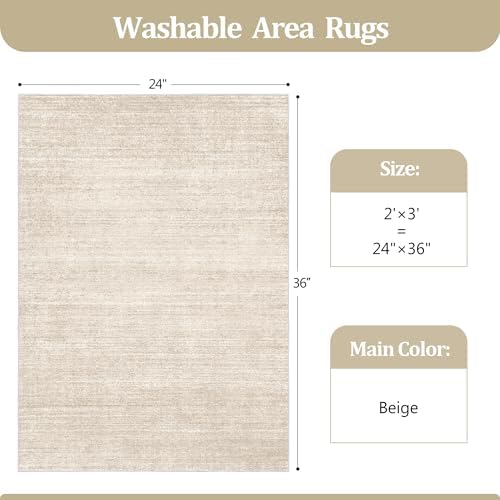Valenrug 2x3 Rug Non Slip, Small Washable Entryway Rug Doormat, Beige - Image 2