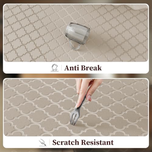Arenarug Upgrade Scalloped Kitchen Mats for Floor 2PC, Khaki Kitchen Rugs - Image 6