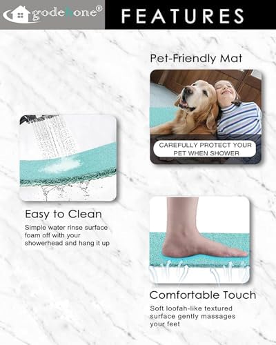 godehone Shower Mats Non Slip Without Suction Cups, PVC Loofah Bathroom Mats, Loofah Mats for Shower and Bathroom, Quick Drying, 15.7× 36 Inch, Light Green - Image 3