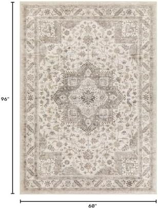 cotiled 5x8 Area Rug for Living Room, Washable, Traditional, Light Brown - Image 2