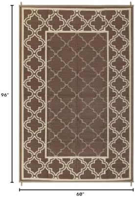 Garvee Reversible Outdoor Rug 5x8, Waterproof Outdoor Plastic Straw Rug with Interlacing Pattern, RV Mat for Picnics, Patio, Camping, Balcony, Deck, Backyard, Porch, Brown - Image 2