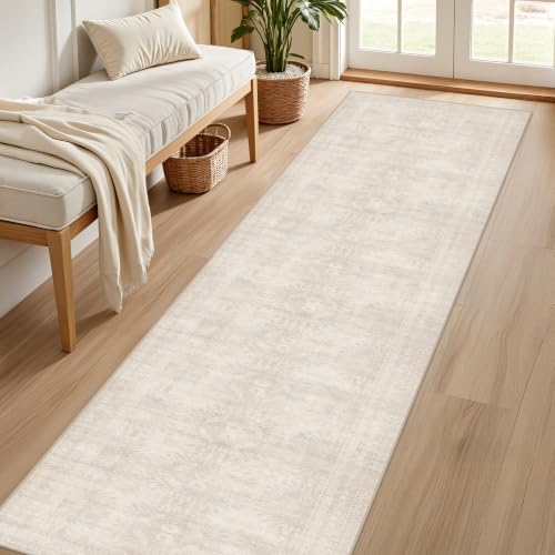 3x6 Hallway Washable Runner Rug: Neutral Kitchen Carpet Beige - Image 2
